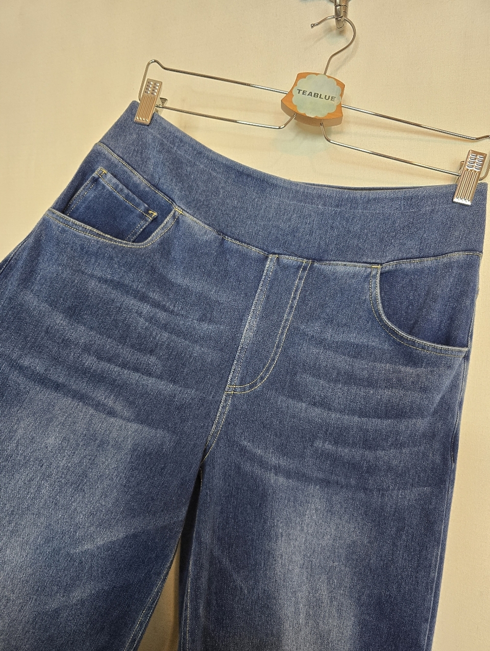 Halara Flex High Waisted Pockets Baggy Wide Leg Jeans Blue Wash Women M Petite - Picture 8 of 12